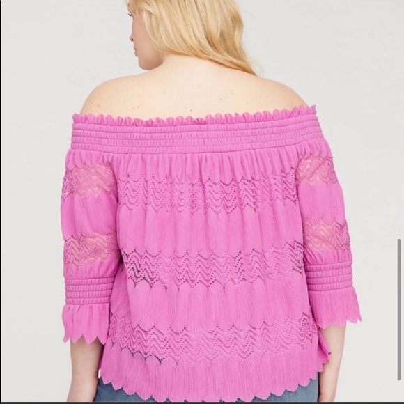 Lane Bryant Ruffle Off Shoulder Mauve Pink Blouse Size 18/20 - Picture 2 of 16